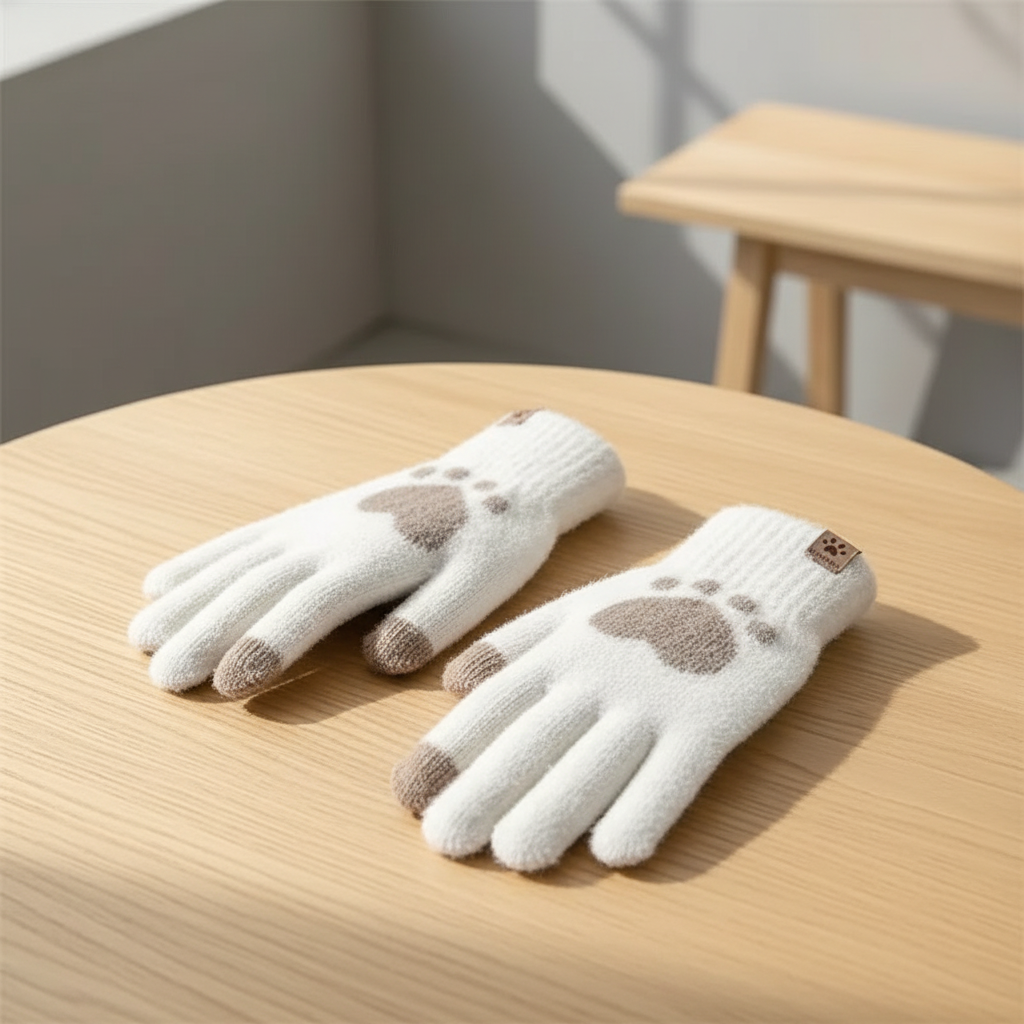 Luvas Estampadas com Patas de Cachorro