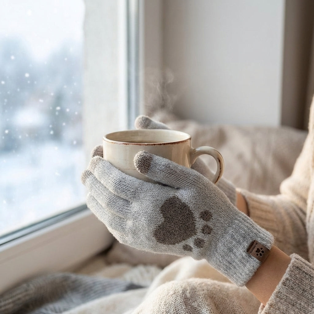 Luvas Estampadas com Patas de Cachorro