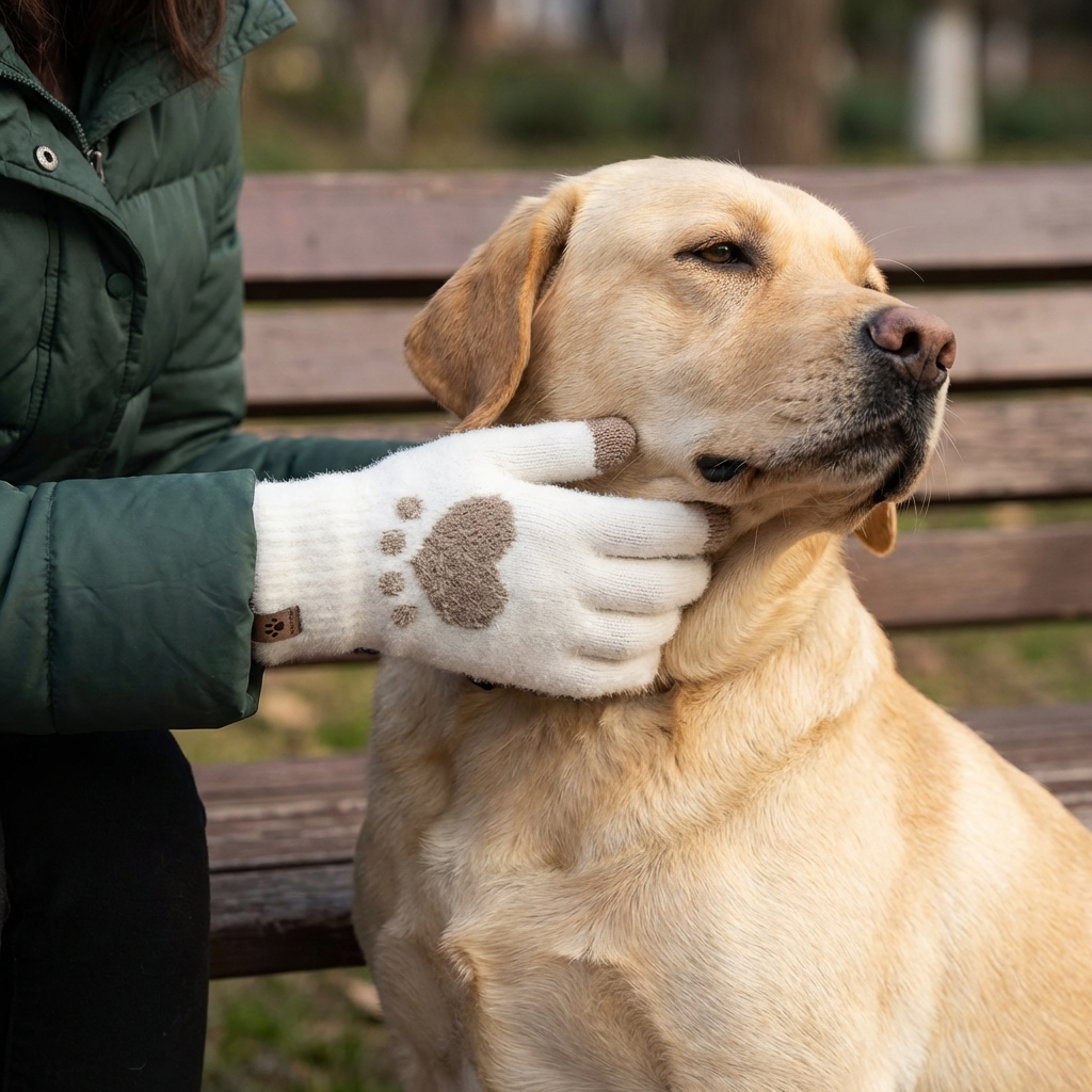 Luvas Estampadas com Patas de Cachorro