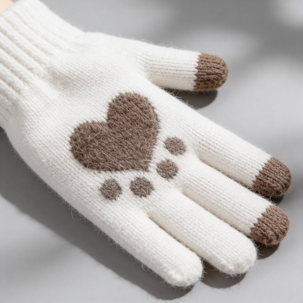 Luvas Estampadas com Patas de Cachorro