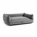 Cama ortopédica premium em veludo cinza para cães